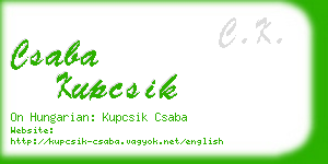 csaba kupcsik business card